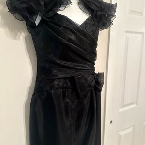 Black Asymmetrical One Shoulder Cocktail Gown